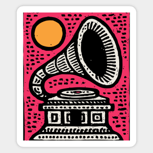 Vintage Gramophone Music - Vibrant Pop Art Design Sticker